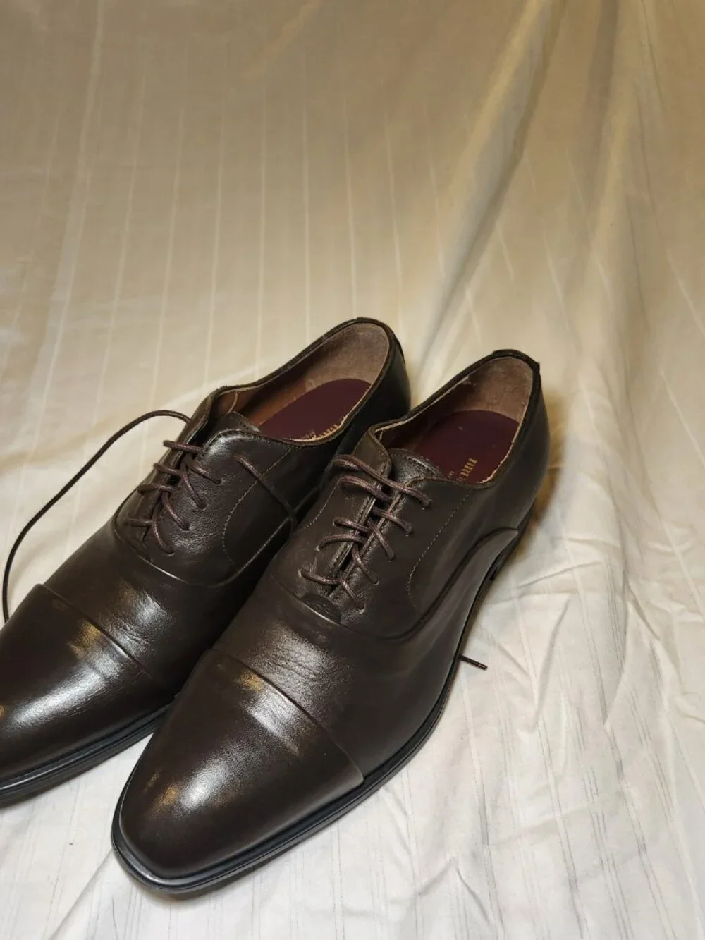 Bruno Magli Dark Brown Leather Cap Toe Oxford Dress Shoes Italy Mens 7.5